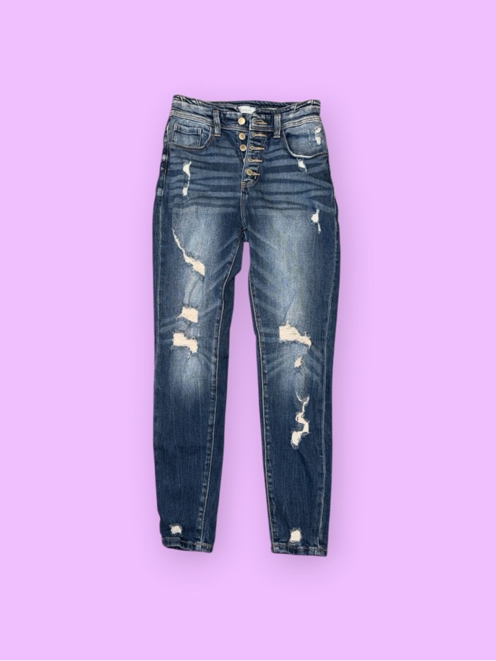KanCan Dark Blue High-Rise Distressed Skinny Jeans